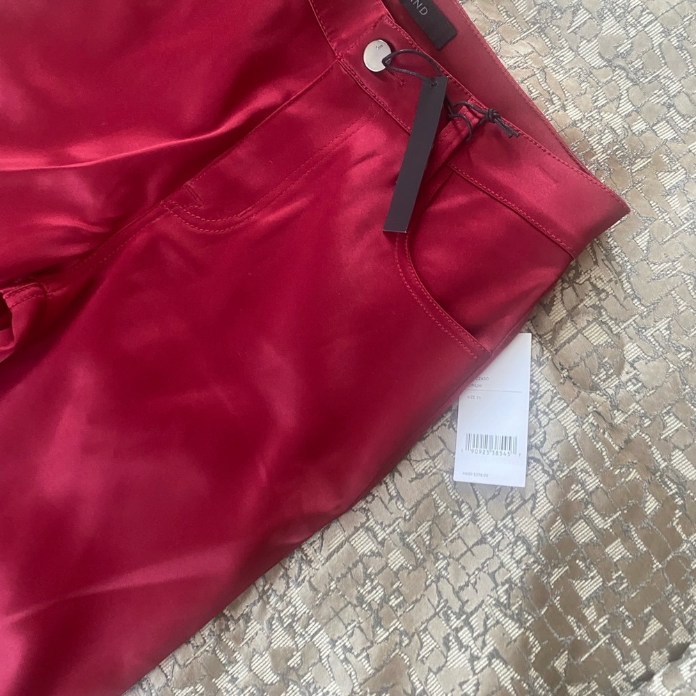 J Brand Womens Mid Rise Flare satin Pants RED Size 26 $298 - Picture 2 of 7